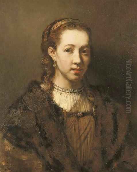 Portrait of a lady, traditionally said to be Hendrickje Stoffels Oil Painting by Harmenszoon van Rijn Rembrandt