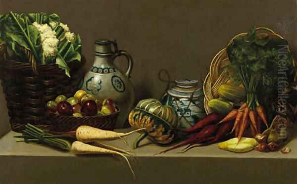 Still life with pottery and vegetable Oil Painting by Paul Rink