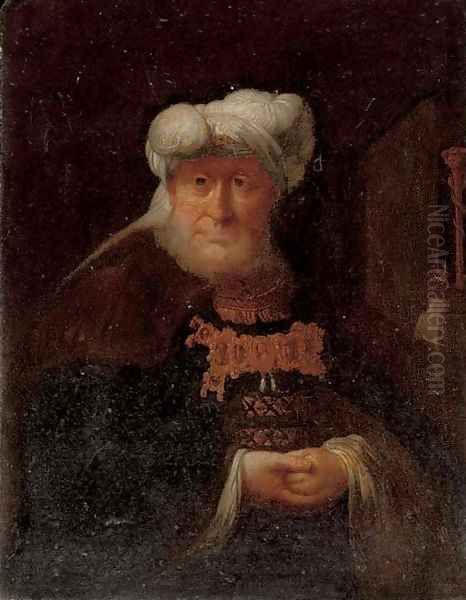 Portrait of a gentleman as an Oriental Oil Painting by Rembrandt Van Rijn