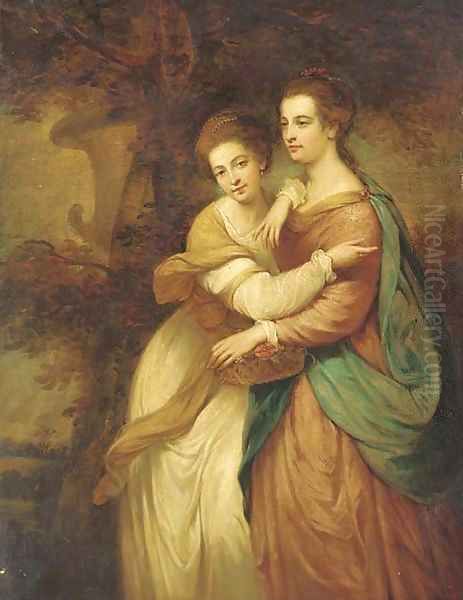 Portrait of Miss Emma and Miss Elizabeth Crewe Oil Painting by Sir Joshua Reynolds