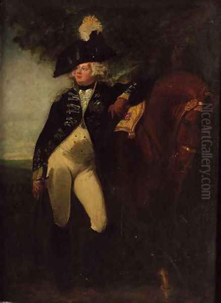 Equestrian portrait of George IV, small full-length, in uniform Oil Painting by Sir Joshua Reynolds