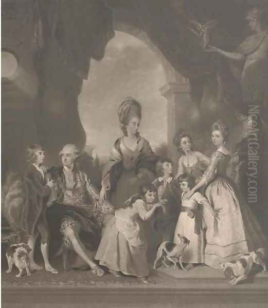 George Duke of Marlborough, and Family, by Charles Turner Oil Painting by Sir Joshua Reynolds