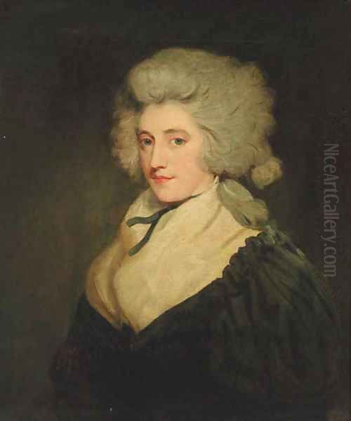 Portrait of Lady Elliot, quarter-length, in a black dress and white shawl Oil Painting by Sir Joshua Reynolds