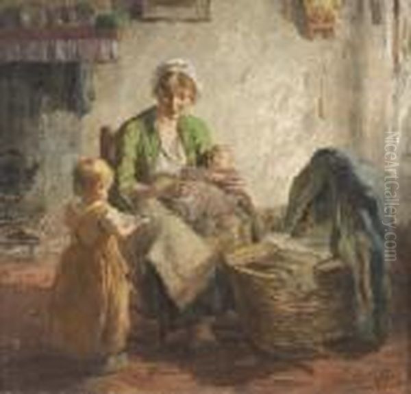 Junge Mutter Mit Kindern Oil Painting by Evert Pieters