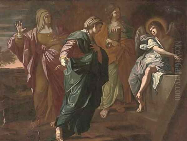 The Three Maries at the Sepulchre Oil Painting by Giovanni Francesco Romanelli