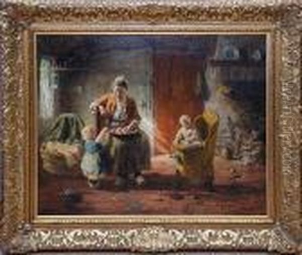 Mother And Children At Play Oil Painting by Evert Pieters