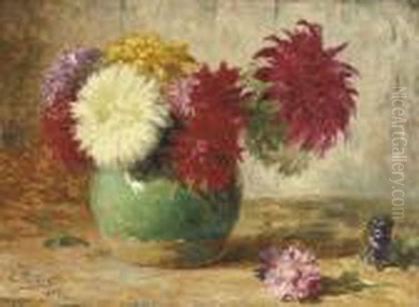 Colourful Chrysanthemums Oil Painting by Evert Pieters