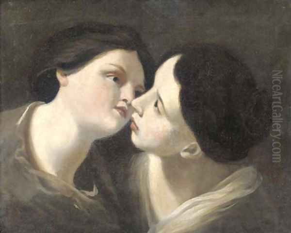 Two nymphs Oil Painting by Giovanni Francesco Romanelli