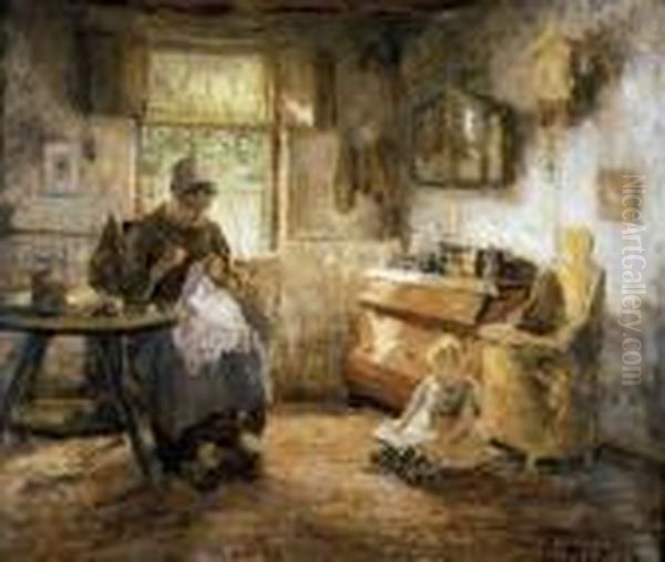 Dutch, - The Nursemaid Oil Painting by Evert Pieters