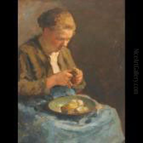 Peeling Potatoes Oil Painting by Evert Pieters