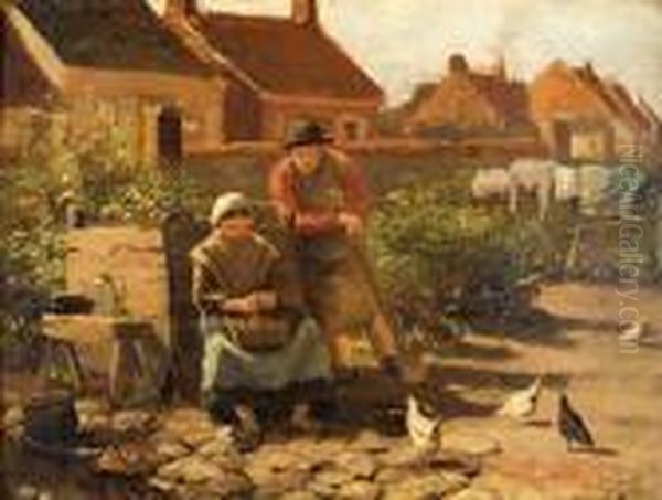 Au Jardin Potager Oil Painting by Evert Pieters