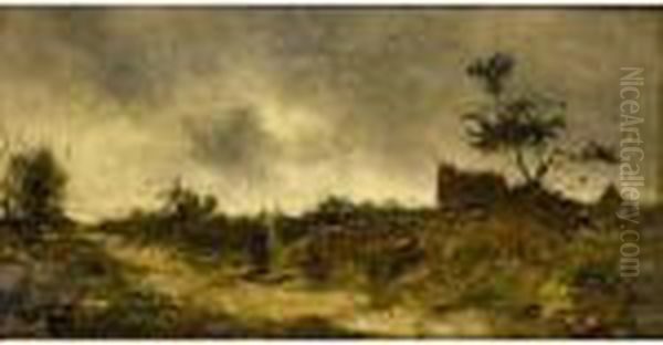 A Peasant Woman On A Sand Path Oil Painting by Evert Pieters