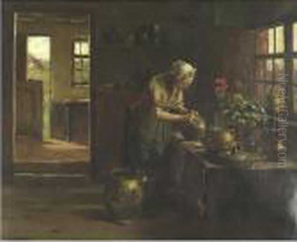 Kitchen Interior Oil Painting by Evert Pieters