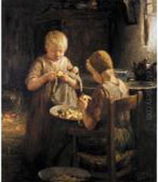 Preparing The Meal Oil Painting by Evert Pieters