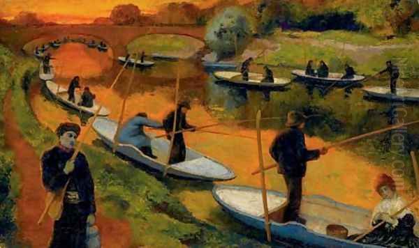 Concours de peche Oil Painting by Georges Rasetti