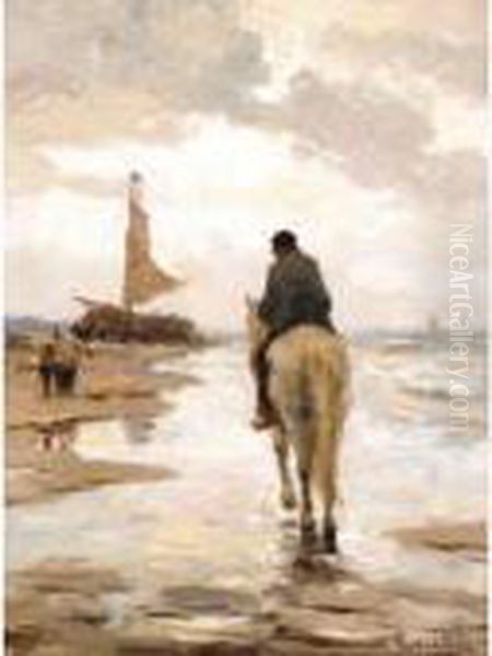 Riding Along The Shore Oil Painting by Evert Pieters