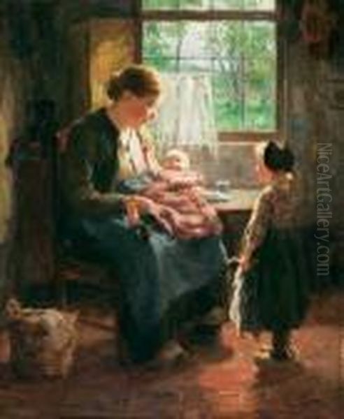 Maternal Care Oil Painting by Evert Pieters