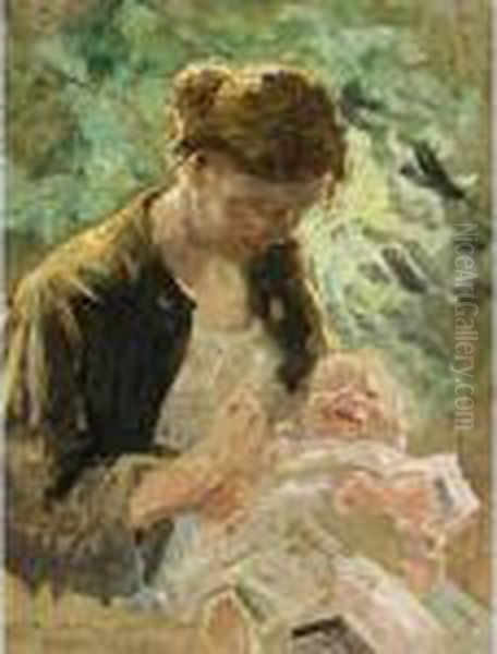 A Happy Mother Oil Painting by Evert Pieters