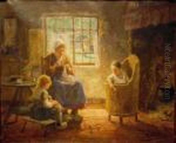 Dutch Interior Oil Painting by Evert Pieters