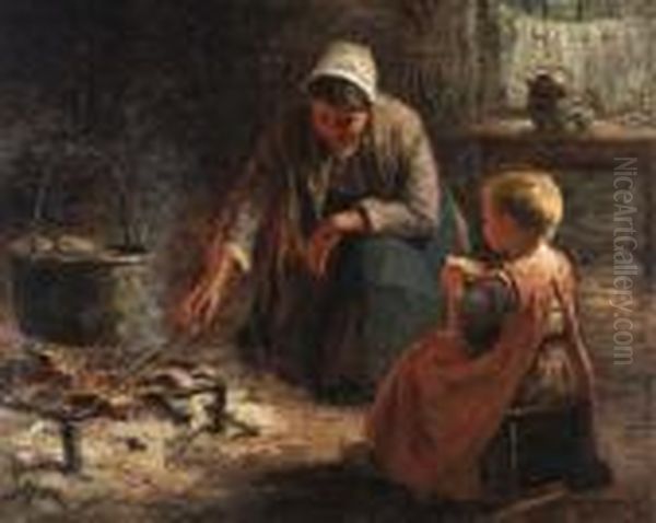 Tending The Pot Oil Painting by Evert Pieters