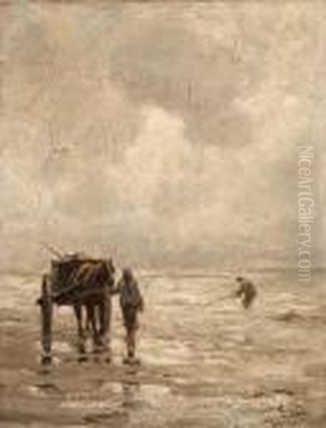 Clam Diggers Oil Painting by Evert Pieters