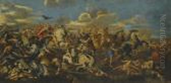 Alexander's Victory Over Darius At The Battle Of Issus Oil Painting by Pietro Da Cortona (Barrettini)