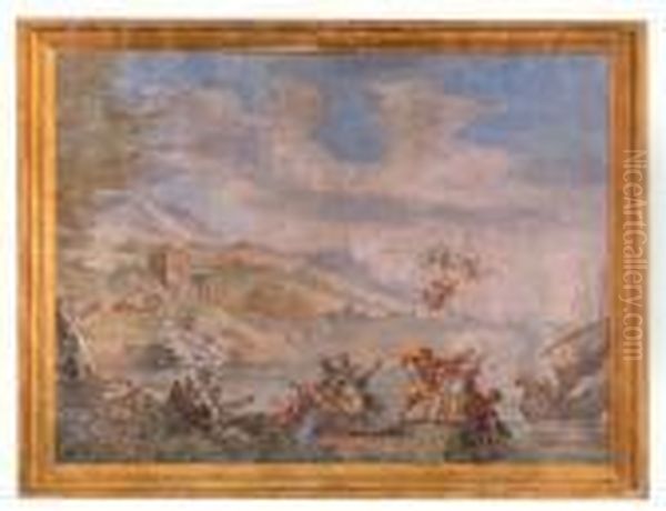 Ein Paar Landschaften Mit Figuren Oil Painting by Pietro Da Cortona (Barrettini)