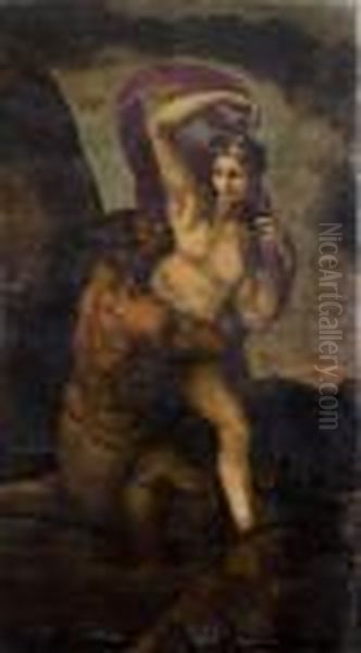 Ninfa E Satiro Oil Painting by Pietro Da Cortona (Barrettini)