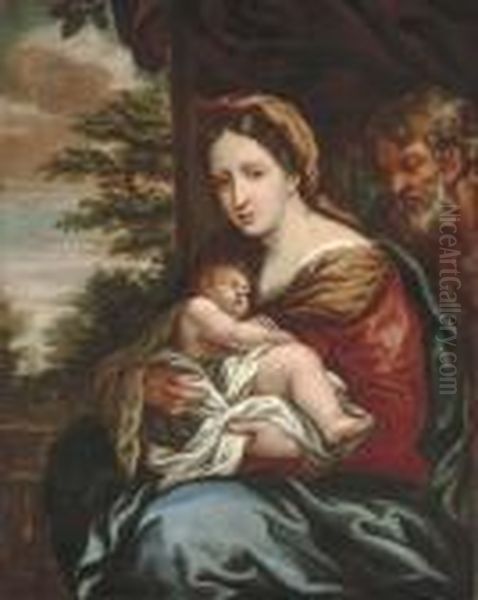 The Holy Family Oil Painting by Pietro Da Cortona (Barrettini)