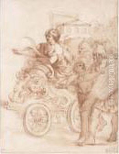 Tullia Driving Her Chariot Oil Painting by Pietro Da Cortona (Barrettini)