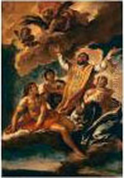 Santo Vescovo Riceve La Palma Del Martirio Oil Painting by Pietro Da Cortona (Barrettini)