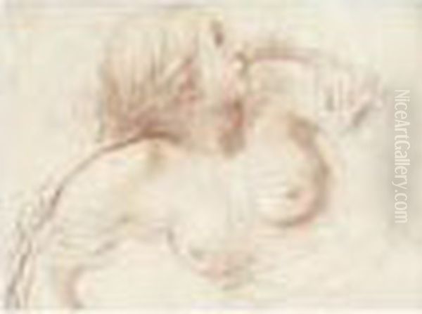 Half Length Study Of A Female Figure Looking To The Right Oil Painting by Pietro Da Cortona (Barrettini)