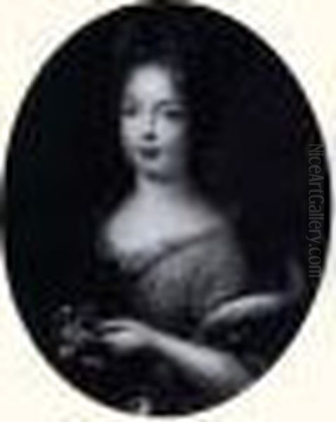 Portrait De Marie Adelaide De Savoie, Duchesse De Bourgogne Oil Painting by Pietro Da Cortona (Barrettini)