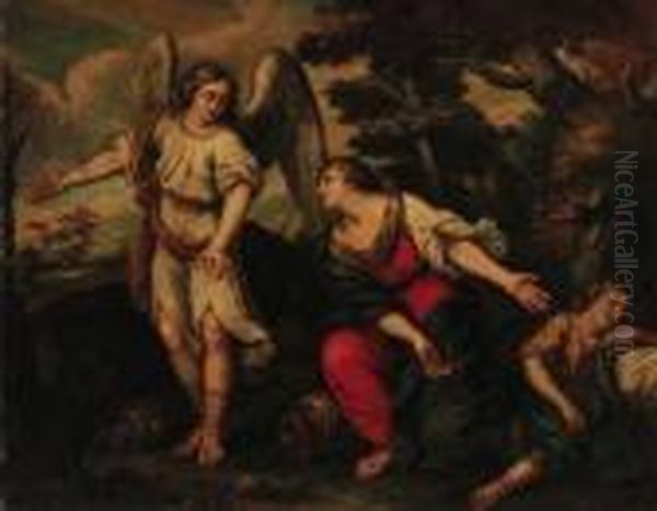 The Banishment Of Hagar And Ishmael Oil Painting by Pietro Da Cortona (Barrettini)