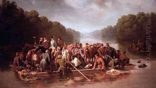 Marion Crossing the Peedec Oil Painting by Wm. Ramey