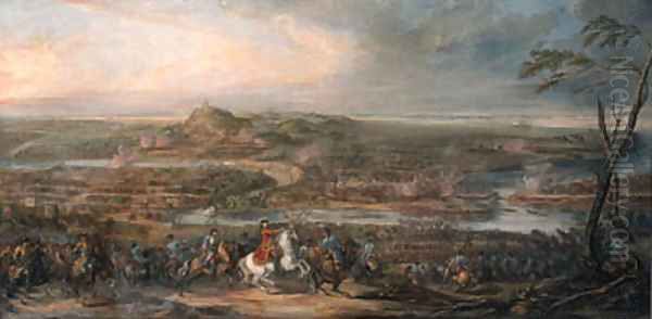 The Battle of Bassignana, 27 July 1745, between the French Troops Oil Painting by Esgret De Rainville