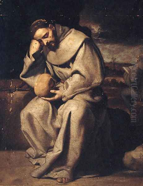 Saint Francis in meditation Oil Painting by Francisco Ribalta