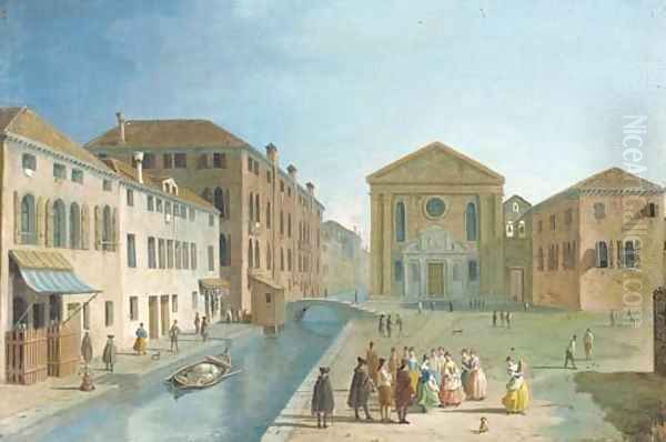 The piazza and church of S. Giuseppe, Venice Oil Painting by Giovanni Richter