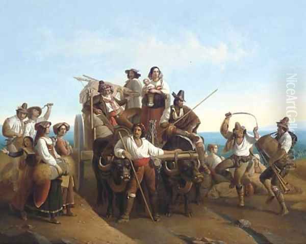 Arrivee Des Moissonneurs Dans les Marais Pontins Oil Painting by Louis-Leopold Robert