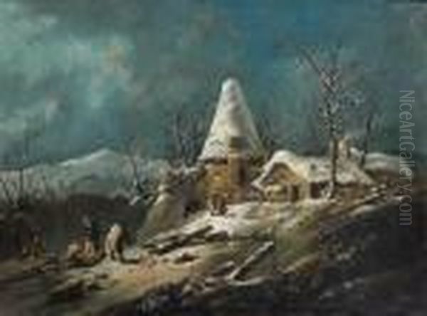 Paysage D'hiver Oil Painting by Jean-Baptiste Pillement