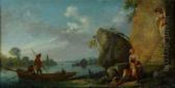 Paesaggio Con Figure Oil Painting by Jean-Baptiste Pillement