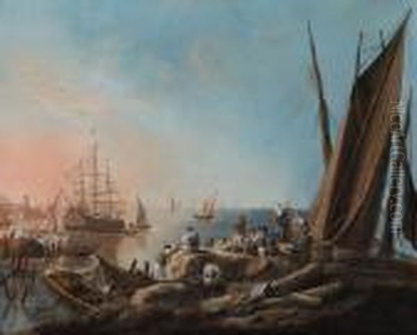 Alla Foce Del Tajo Oil Painting by Jean-Baptiste Pillement