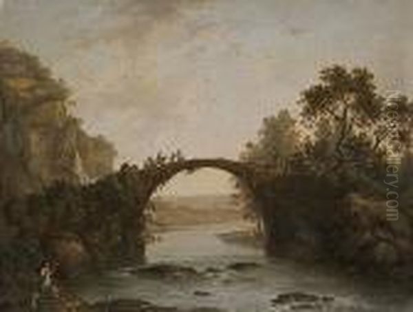 Paisaje Con Puente Oil Painting by Jean-Baptiste Pillement