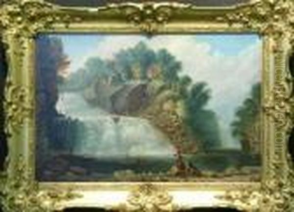 The Waterfall At Schaffhausen, Switzerland Oil Painting by Jean-Baptiste Pillement