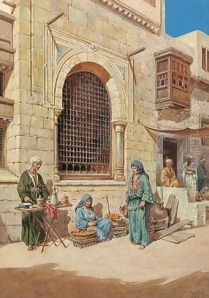 Arab street vendors Oil Painting by Vittorio Rappini