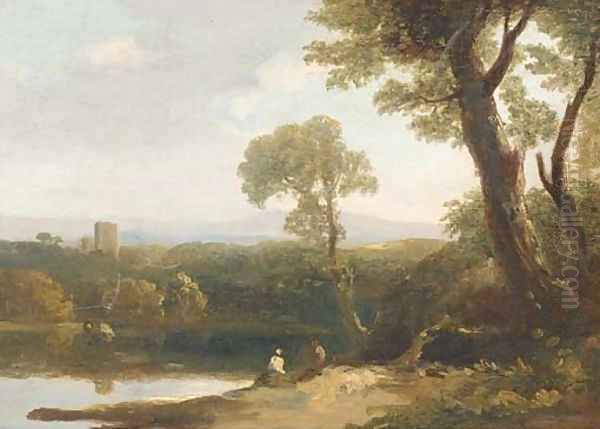 Figures in an Italianate landscape Oil Painting by Alexander Runciman