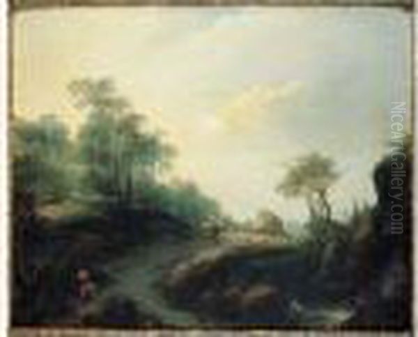 Un Chemin Pres D'une Cascade Oil Painting by Jean-Baptiste Pillement