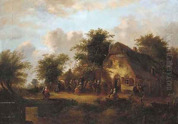 A village kermesse Oil Painting by Laurent Herman Redig