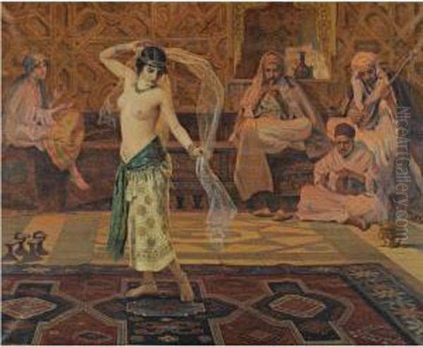 Dance Of The Seven Veils Oil Painting by Otto Pilny