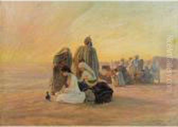 Le Repos Dans Le Desert Oil Painting by Otto Pilny